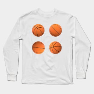 Basketball Lovers Basketballs Pattern for Fans and Players (White Background) Long Sleeve T-Shirt